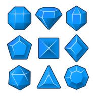 Set of Blue Gems for Match3 Games Vector