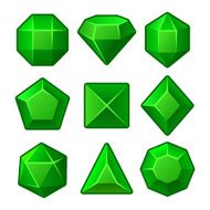 Set of Green Gems for Match3 Games Vector