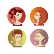 Set of Zodiac signs Part one Vector illustration