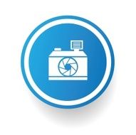 Camera symbol button on White background vector
