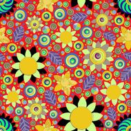 Circle abstract beautiful flower seamless pattern Vector