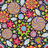 Circle abstract beautiful flower seamless pattern Vector N5