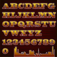 text font checkered with urban silhouette