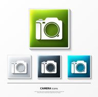 Vector set of glossy icons on button with camera
