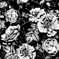 Black and White Floral Seamless Background N3