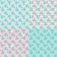 Cute vintage seamless pattern set with retro bicycle