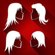 Hairstyle Woman Set Flat Design
