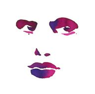 Graphic face painted with aquarelle colors