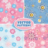 Set of seamless backgrounds pink and blue