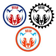 Vector sticker bear set portrait Isolated objects N2