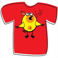 T-shirt with chicken on white background