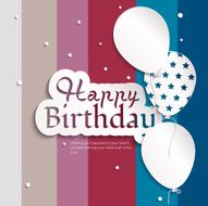 Vector birthday card on stripes colorful background N4