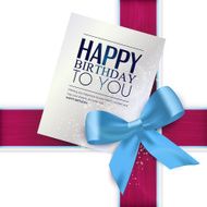 Birthday card with color ribbon and birthday text
