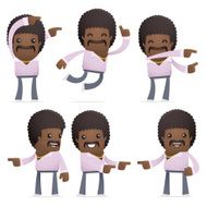 set of disco man character in different poses N14