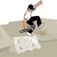 Skateboarding a barrier