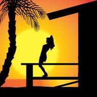 Vector silhouette girls N3