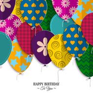 Vector birthday card with paper balloons and text N6
