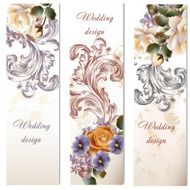 Collection of fashion wedding cards with flowers