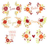 Vector set with vintage flowers