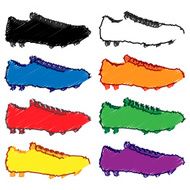 Football Cleats in Different Colours Pencil Style 1
