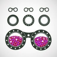 Sunglasses icon in disco style
