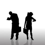 Vector silhouette of business people N5