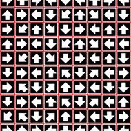geometric ornament of white arrows seamless pattern