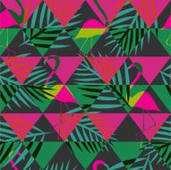 seamless flamingo vector patterns with color triangle ornament