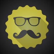 Glasses with Mustuches Flat Vector Icon long shadow