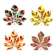 Leaf chestnut collection set - vector silhouette