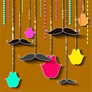 vintage moustache and lips card design N2