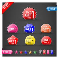 Buy one get free promotional sale labels set