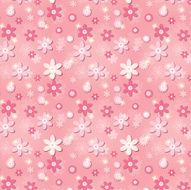 Pink seamless pattern with flowers and stars