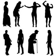 Vector silhouette of women N51