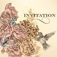 Elegant vector invitation card with roses