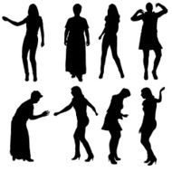 Vector silhouette of women N52