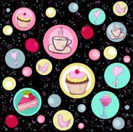 Seamless pattern with sweets and coffee