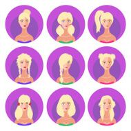 Woman blond hairstyle icon set
