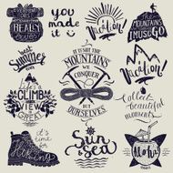 vacation hiking lettering set travel calligraphy