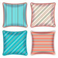 Four striped throw pillows