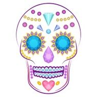 Skull decorated with colorful precious stones and gems