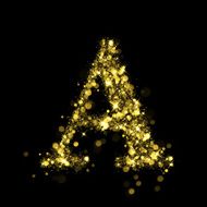 Sparkling letter A of glittering stars bokeh