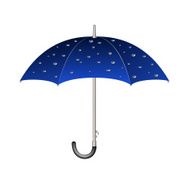 Umbrella in blue design with raindrops