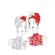 Girls in red dress vector isolated element for your design