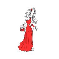 Girl in red dress vector isolated element for your design