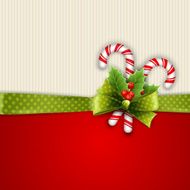 Holiday background with green ribbon and bow