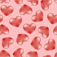 Seamless background with red glass hearts