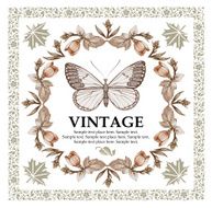 Butterflies Flowers Vector Vintage floral frame