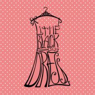 Silhouette of woman dress from words Polka dot background