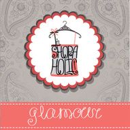 Label with silhouette of woman short from words